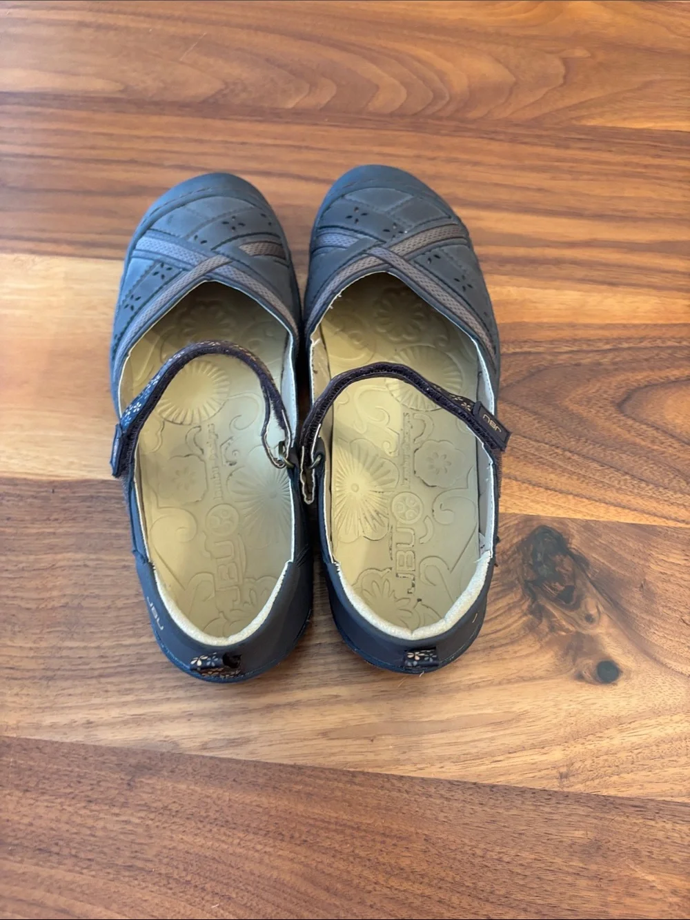 JBU J-41 Mary Jane Brown Floral Flats Shoe Women’s Size 10